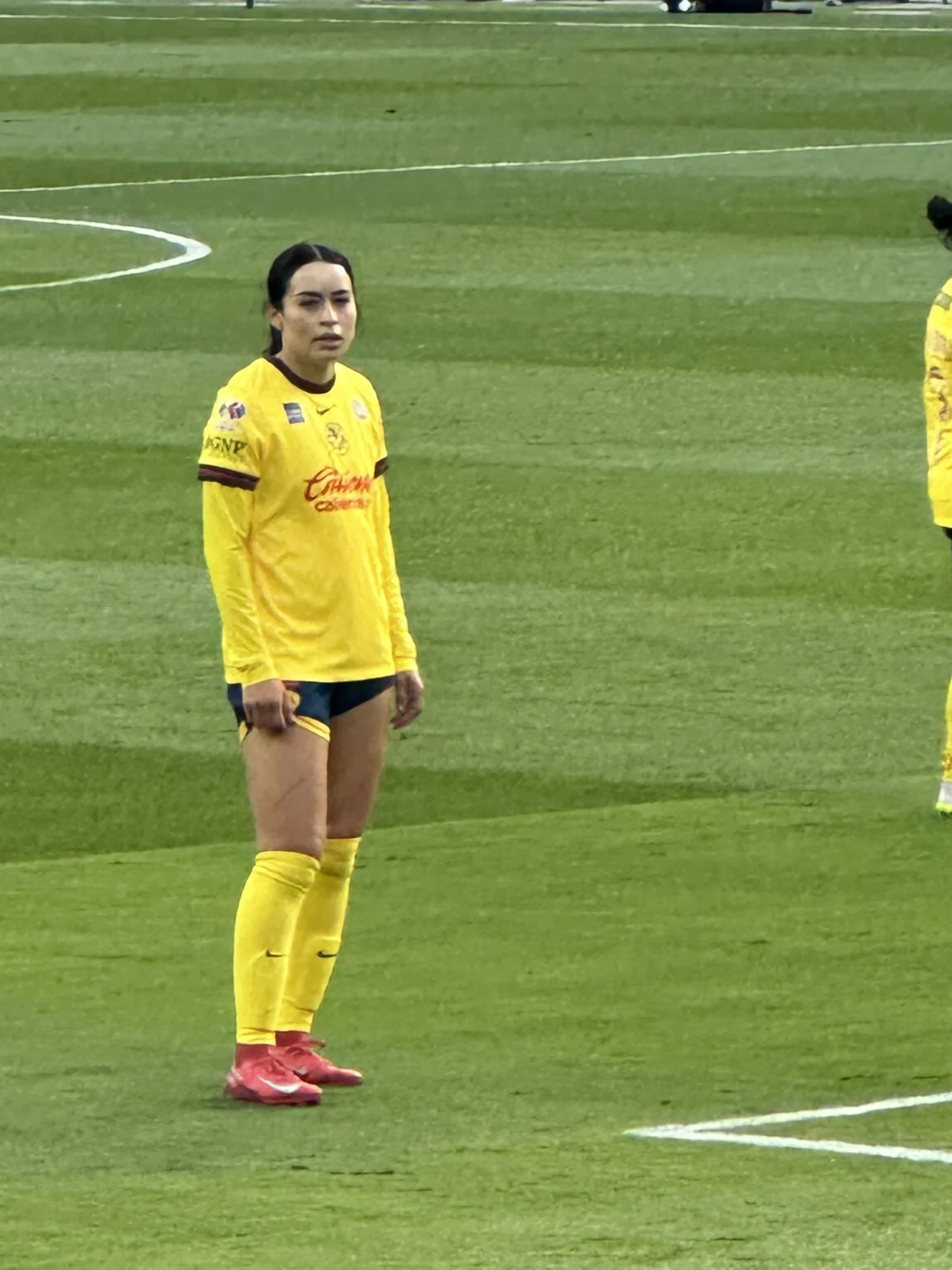 Scarlett Camberos playing for Club América against Chivas at BMO Stadium in Los Angeles, May 17, 2025. Archival photograph.
